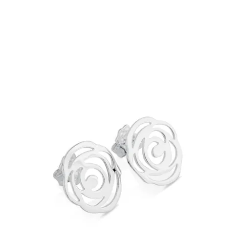 Brincos Rosa d'Abril em Prata