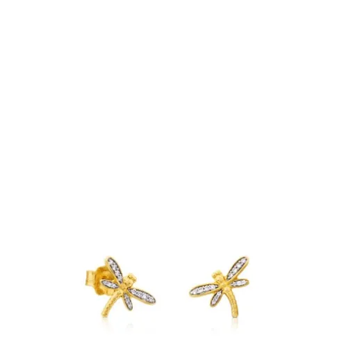 Brincos TOUS Bear em ouro com diamantes.