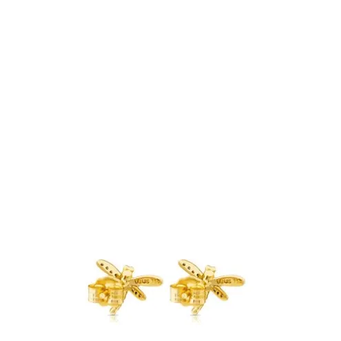 Brincos TOUS Bear em ouro com diamantes.