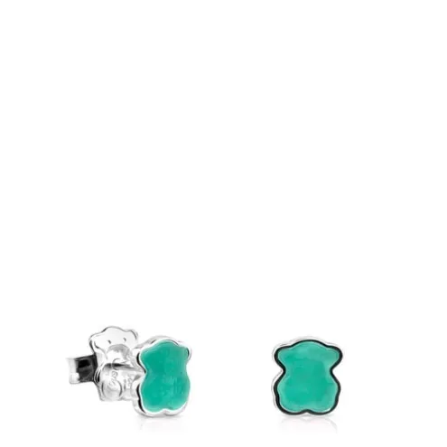 Brincos TOUS Color em Prata com Amazonite