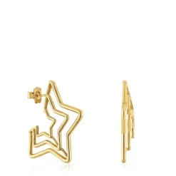 Brincos tripla estrela banhados a ouro de 18 K sobre prata Bickie