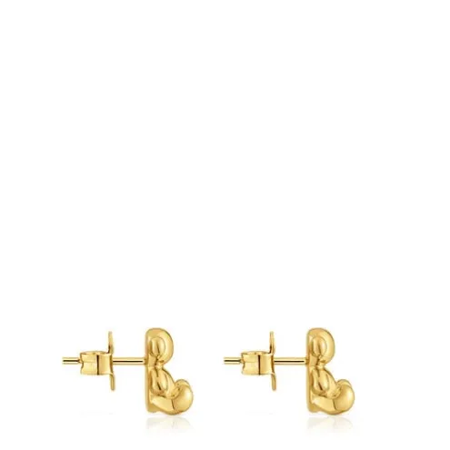 Brincos urso banhados a ouro 18 K sobre prata 10 mm Bold Bear