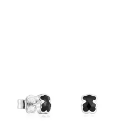 Brincos urso em prata e ónix 6 mm TOUS Icon Color