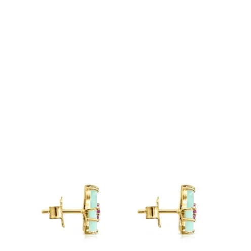 Brincos Vita borboleta em Ouro com Amazonite e Rubi