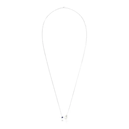 Colar aberto Teddy Bear Gems em prata, pérola e tanzanite