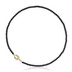 Colar com banho de ouro de 18 K sobre prata e ónix de 50 cm TOUS MANIFESTO