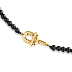 Colar com banho de ouro de 18 K sobre prata e ónix de 50 cm TOUS MANIFESTO