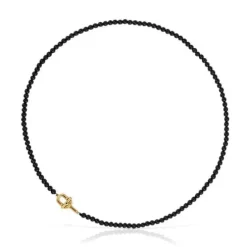 Colar com banho de ouro de 18 K sobre prata e ónix de 43 cm TOUS MANIFESTO