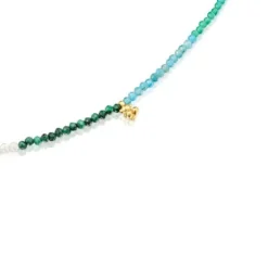Colar curto banhado a ouro de 18 K sobre prata e turmalina Bold Bear