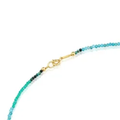 Colar curto banhado a ouro de 18 K sobre prata e turmalina Bold Bear