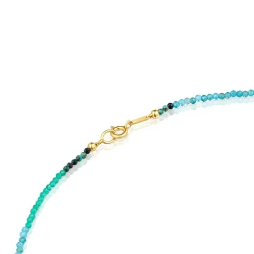 Colar curto banhado a ouro de 18 K sobre prata e turmalina Bold Bear