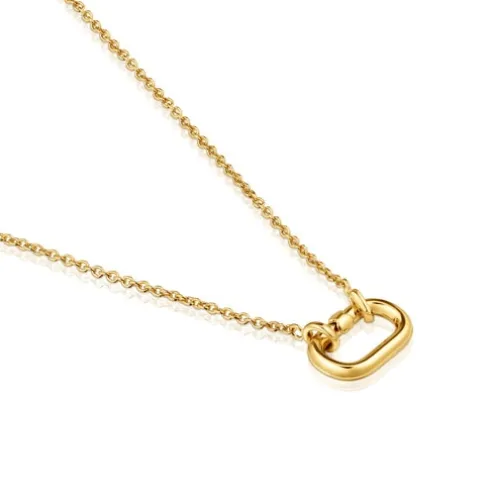 Colar curto banhado a ouro de 18 K sobre prata com argola Hold Oval