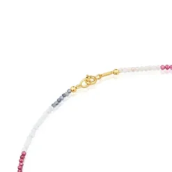 Colar curto banhado a ouro de 18 K sobre prata e turmalina Bold Bear
