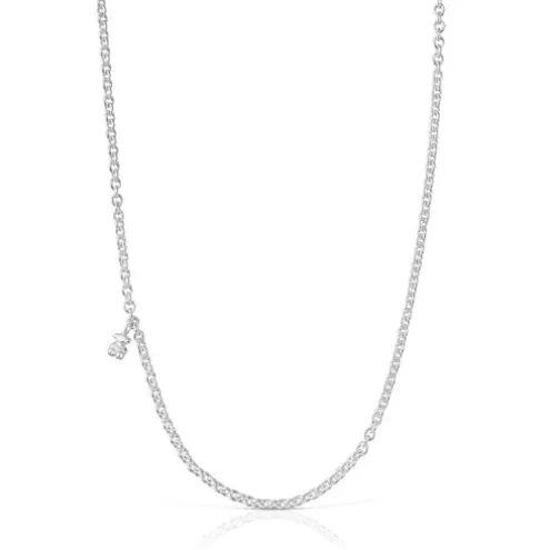Colar curto em prata com argolas redondas Bold Bear