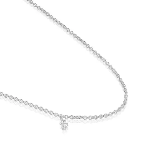 Colar curto em prata com argolas redondas Bold Bear