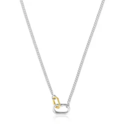 Colar curto em prata com argolas bicolor Hold Oval