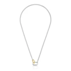 Colar curto em prata com argolas bicolor Hold Oval
