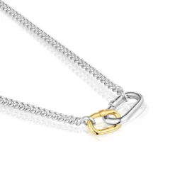 Colar curto em prata com argolas bicolor Hold Oval