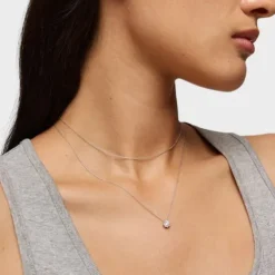 Colar curto rosácea em ouro branco e diamantes 0,15 ct Les Classiques