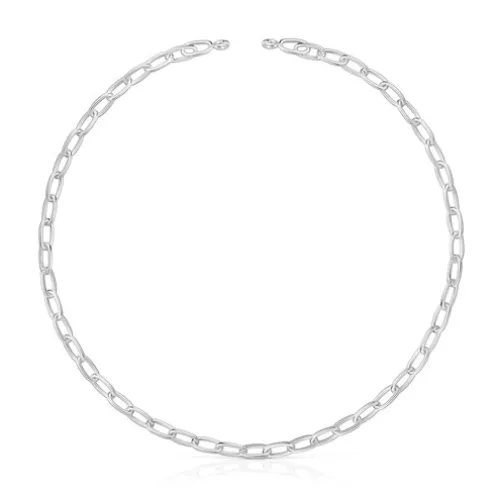 Colar curto XL em prata Hold Oval
