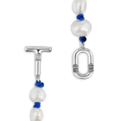 Colar em nylon azul com prata e pérolas cultivadas de 45 cm TOUS MANIFESTO
