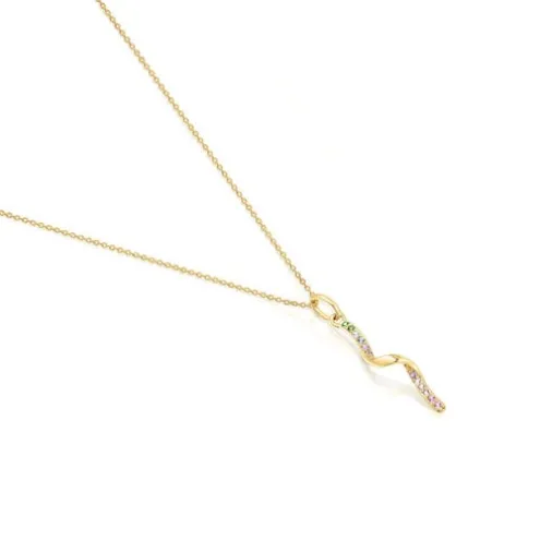 Colar em ouro com espiral de pedras preciosas TOUS St Tropez