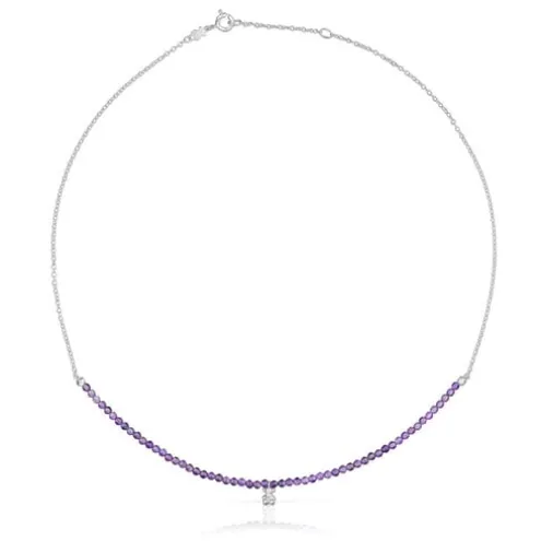 Colar em prata e ametista Bold Bear