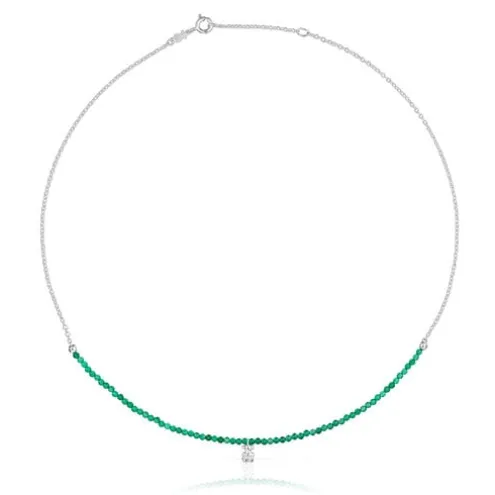 Colar em prata e calcedónia verde tratada Bold Bear