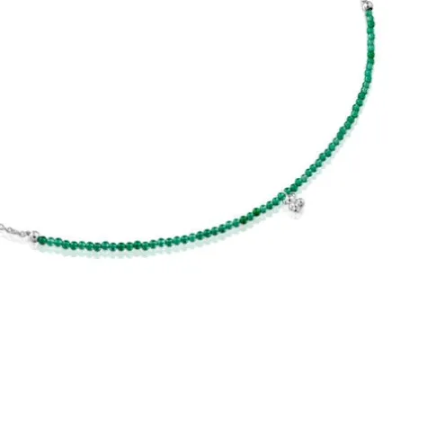 Colar em prata e calcedónia verde tratada Bold Bear