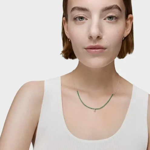 Colar em prata e calcedónia verde tratada Bold Bear