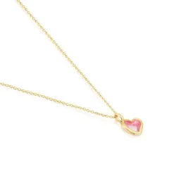 Colar em prata vermeil coração rosa Gregal