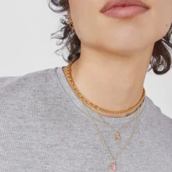 Colar em prata vermeil coração rosa Gregal