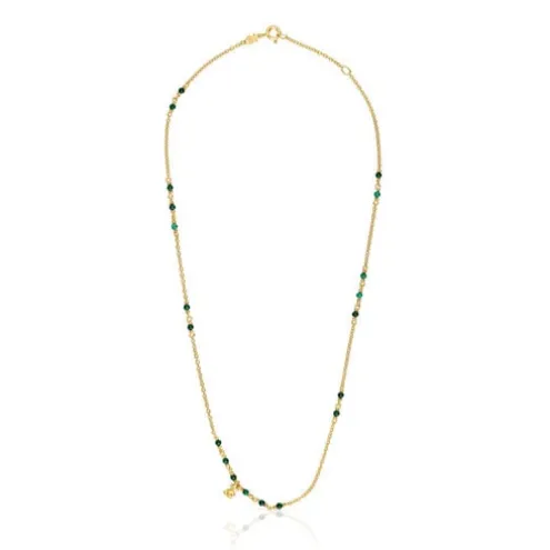 Colar em prata vermeil e malaquite Bold Bear
