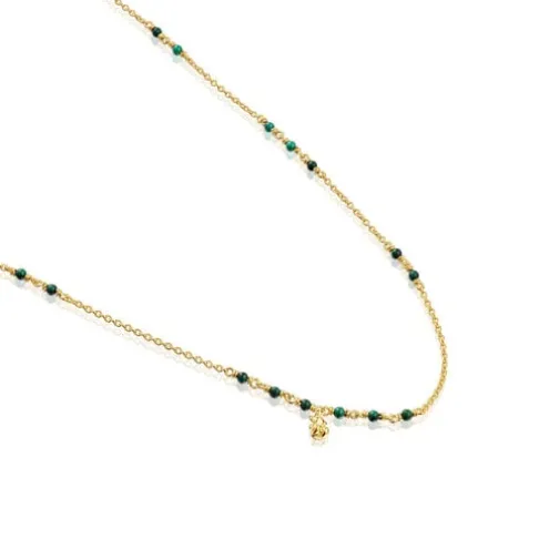 Colar em prata vermeil e malaquite Bold Bear