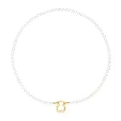 Colar Hold urso em Ouro e Pérolas