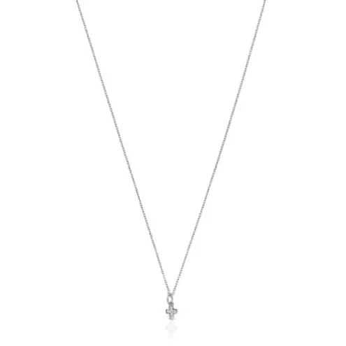 Colar Les Classiques cruz em Ouro branco com Diamantes