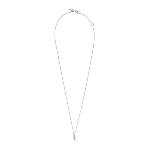 Colar Les Classiques cruz em Ouro branco com Diamantes