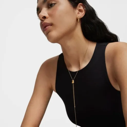Colar médio banhado a ouro 18 K sobre prata e motivo de urso Bold Bear