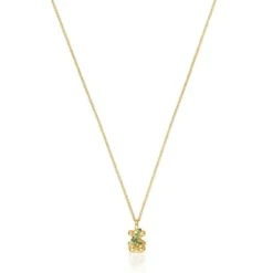 Colar médio urso com banho de ouro de 18 K sobre prata e cromodiópsido Lligat