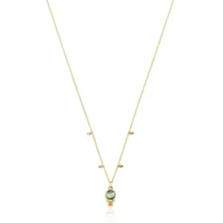 Colar Virtual Garden em ouro com labradorite e pedras preciosas