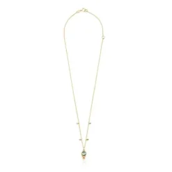 Colar Virtual Garden em ouro com labradorite e pedras preciosas