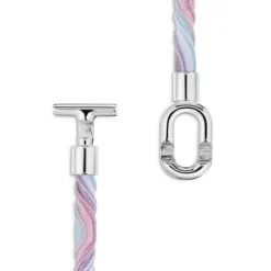Colar/Bracelete elástico em prata com cordão rosa e azul TOUS MANIFESTO