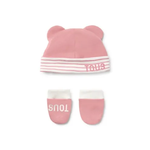 Conjunto de bebé de gorro e luvas Classic cor-de-rosa