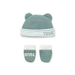 Conjunto de bebé de gorro e luvas Classic verde
