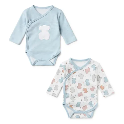 Conjunto de bodies de bebé cruzados Colors azul