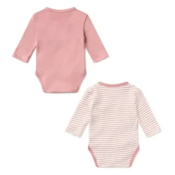 Conjunto de bodies de bebé cruzados Classic cor-de-rosa