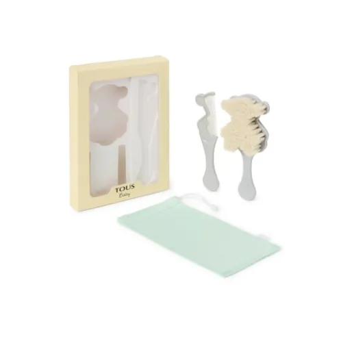 Conjunto de escova e pente Beauty cinzento