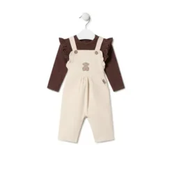 Conjunto de menina às riscas e liso Pink cor-de-rosa
