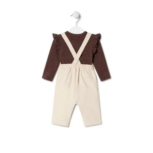 Conjunto de menina às riscas e liso Pink cor-de-rosa