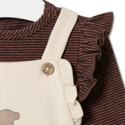 Conjunto de menina às riscas e liso Pink cor-de-rosa
